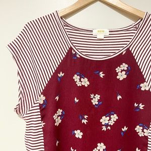 Maeve Anthropolgie Striped Floral Top
